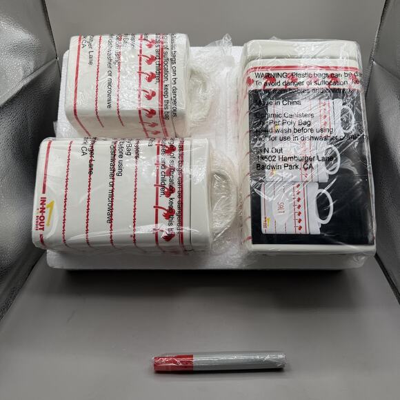 In-N-Out Burger Other - In-N-Out Burger Ceramic Canister Set Coffee Tea Sugar 3pc White Marker Kitchen